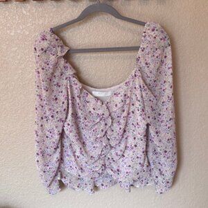 ASTR The Label Purple Floral Top – XL, Off-Shoulder, Fun & Flowy! 🌸